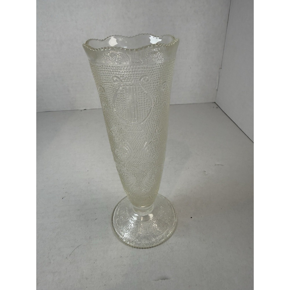 Jeannette Harp Crystal Clear 7 1/2" Flower Vase Mid Century Depression Glass